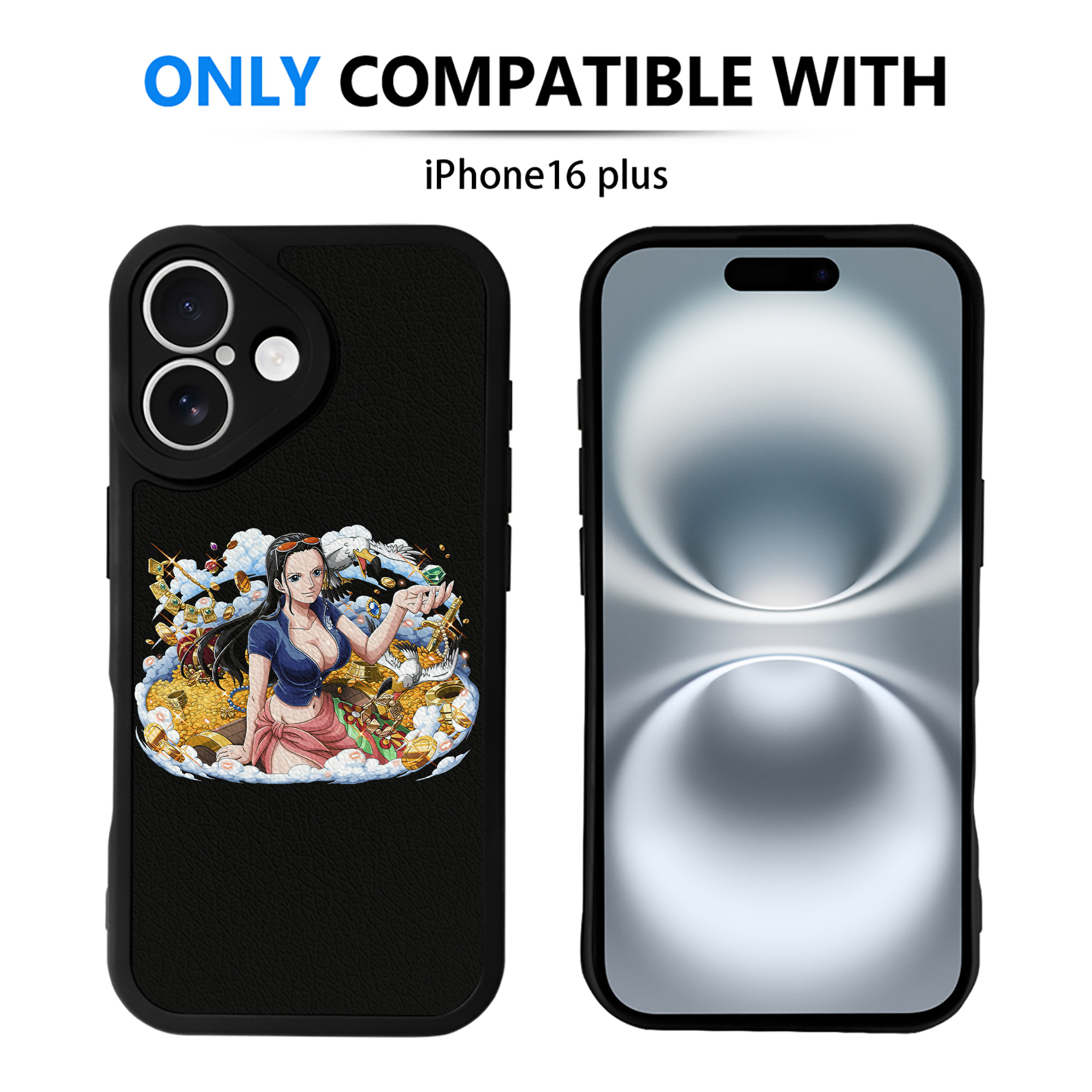 （画像用） ワンピース ニコ・ロビン ONE PIECE Nico Robin 【iPhone 16シリーズ対応】シリコンスマホケース（レザー調） 材質：シリコン